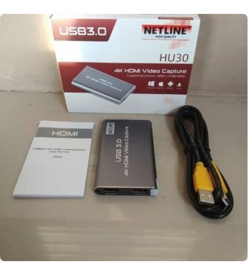 Netline USB 3.0 HDMI Video Capture 4K With Port MIC