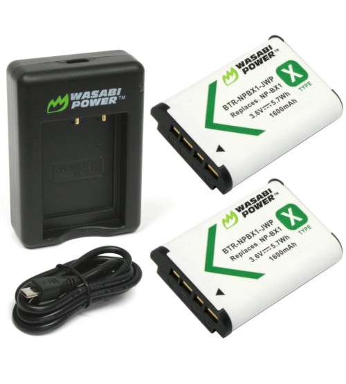 Wasabi Power Battery (2-Pack) and Dual Charger for Sony NP-BX1