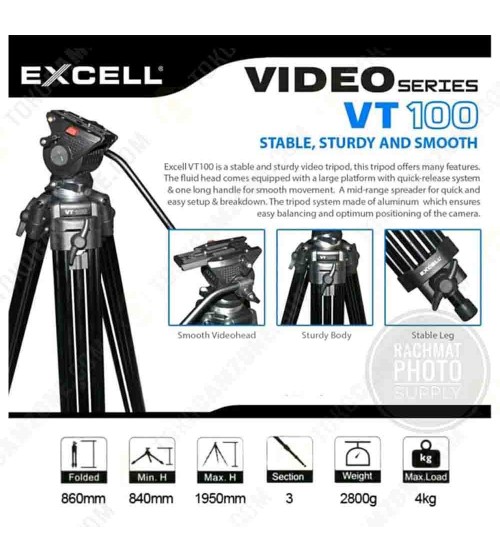 Excell Professional Video Tripod VT-100